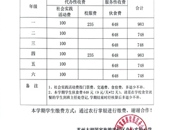 2025~2026学年第二学期（春季）收费公示